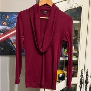 Ann Taylor Deep Red Cowl Neck Sweater